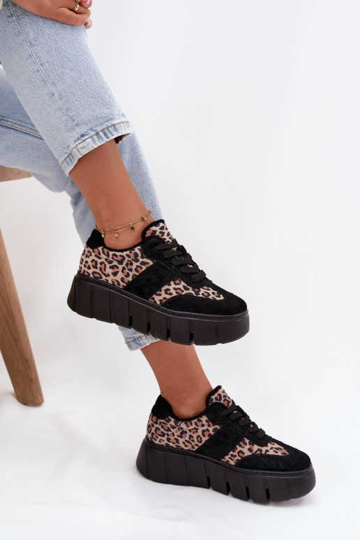de gamuza calentamiento Zapatillas modelo zapatos. Femenino con una plataforma Vinceza 66841 con estampados de piel de leopardo 