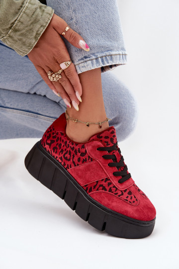 de gamuza calentamiento Zapatillas modelo zapatos. Femenino con una plataforma Vinceza 66841 con estampados de piel de leopardo