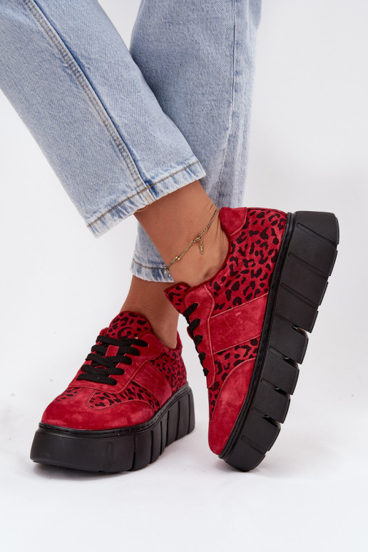 de gamuza calentamiento Zapatillas modelo zapatos. Femenino con una plataforma Vinceza 66841 con estampados de piel de leopardo 