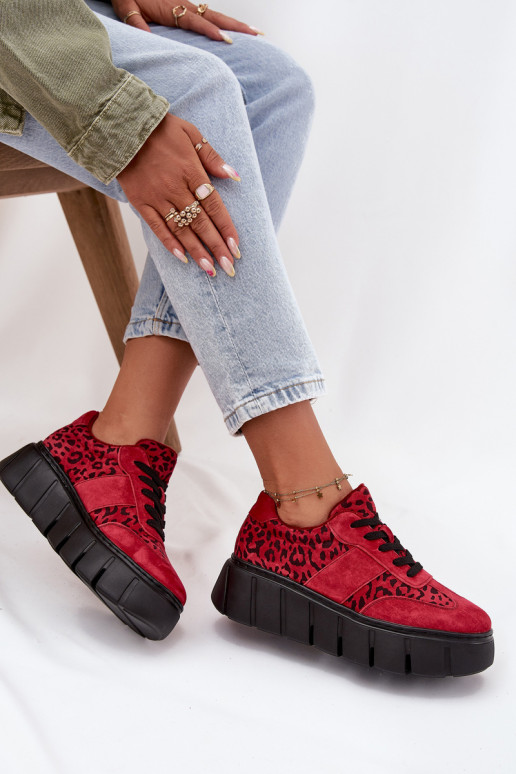 de gamuza calentamiento Zapatillas modelo zapatos. Femenino con una plataforma Vinceza 66841 con estampados de piel de leopardo 