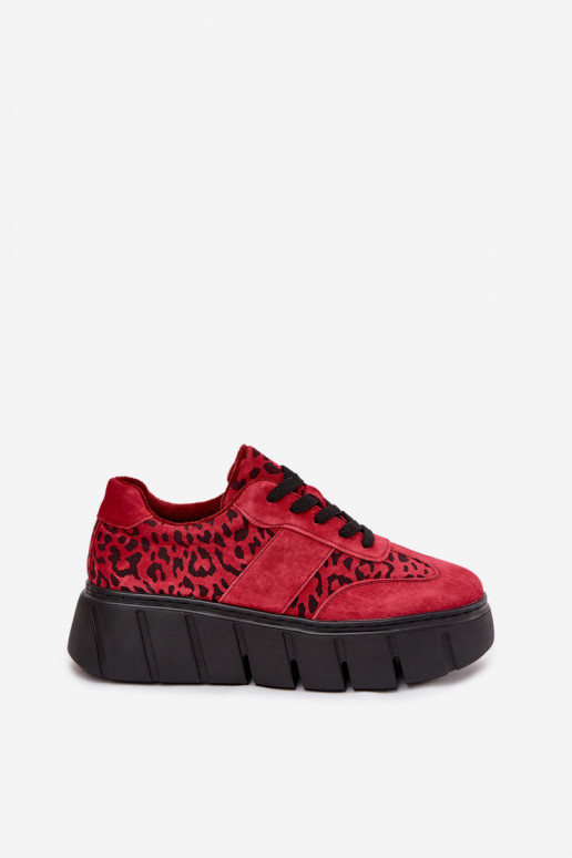 de gamuza calentamiento Zapatillas modelo zapatos. Femenino con una plataforma Vinceza 66841 con estampados de piel de leopardo 