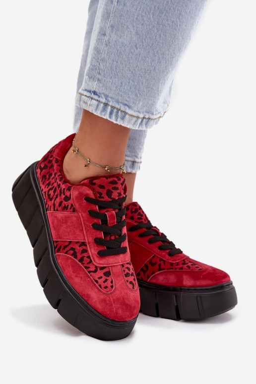 de gamuza calentamiento Zapatillas modelo zapatos. Femenino con una plataforma Vinceza 66841 con estampados de piel de leopardo 