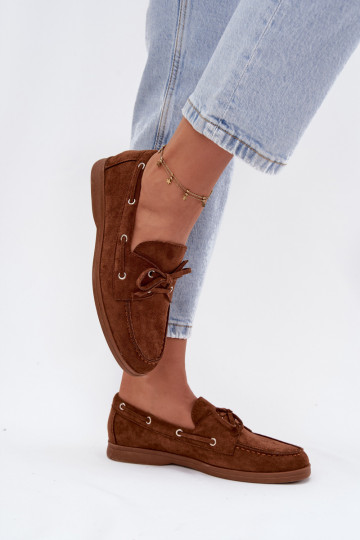 zapatos mocasines de mujer con detalles elegantes color marrón Calivra