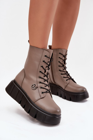 Botas de trabajo térmicos para mujer con plataforma, color arena, Vinceza 58588 2