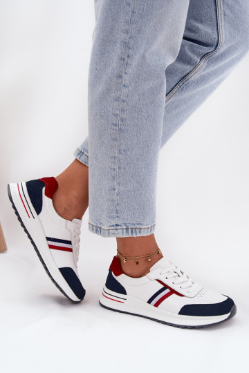 zapatillas Piel Femenino Blanco-azul oscuro Lorvessa