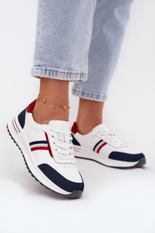 zapatillas Piel Femenino Blanco-azul oscuro Lorvessa