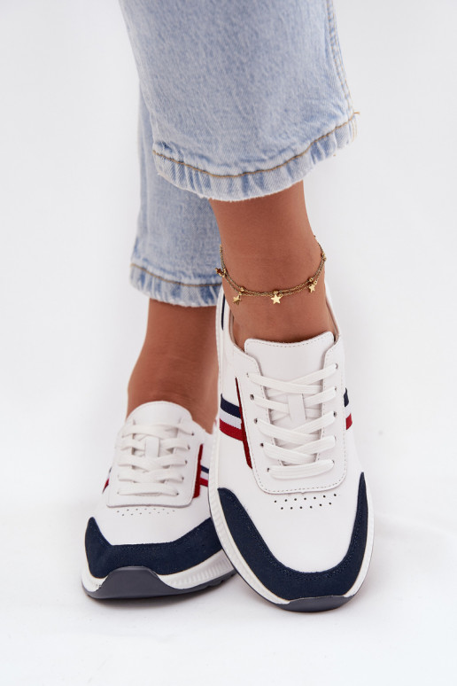 zapatillas Piel Femenino Blanco-azul oscuro Lorvessa