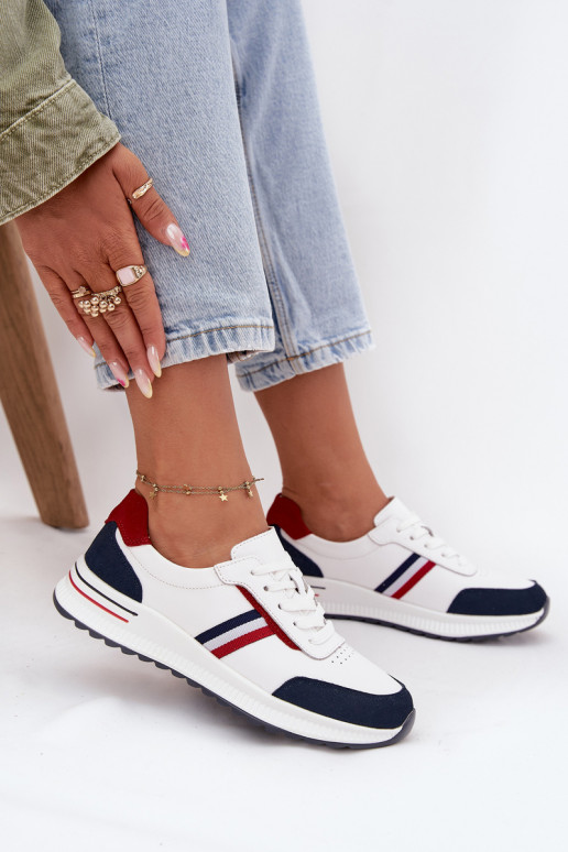 zapatillas Piel Femenino Blanco-azul oscuro Lorvessa