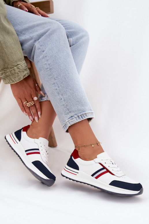 zapatillas Piel Femenino Blanco-azul oscuro Lorvessa