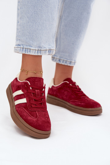 Botas deportivas de ante para mujer con plataforma, color burdeos, Sylviona 2