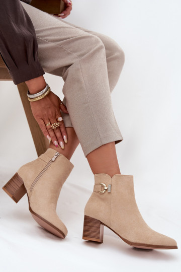 calentamiento Botas de mujer Ze color doradom Detalem beige Renora