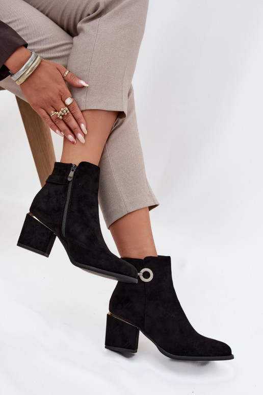 calentamiento Botas de mujer Ze color doradomi Detalami con tacones de color negro Dorisse