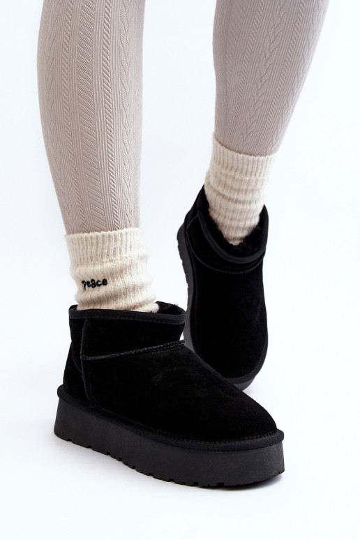 De moda de gamuza Bajo Botas de nieve de color negro Nucca De moda de gamuza Bajo Botas de nieve de color negro Nucca