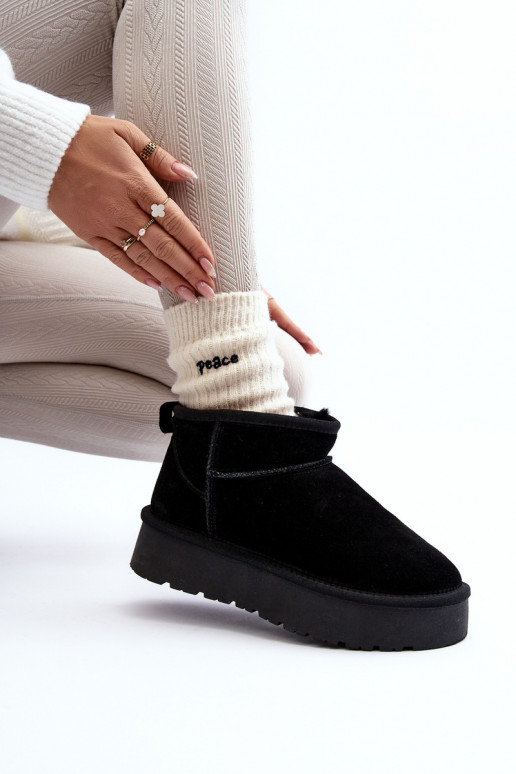 De moda de gamuza Bajo Botas de nieve de color negro Nucca De moda de gamuza Bajo Botas de nieve de color negro Nucca