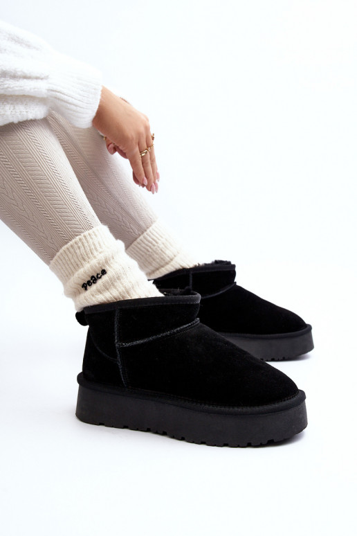 De moda de gamuza Bajo Botas de nieve de color negro Nucca De moda de gamuza Bajo Botas de nieve de color negro Nucca