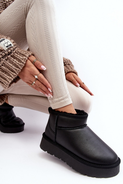 Piel Femenino Botas de nieve con una plataforma de color negro Loreley Piel Femenino Botas de nieve con una plataforma de color negro Loreley