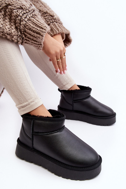 Piel Femenino Botas de nieve con una plataforma de color negro Loreley Piel Femenino Botas de nieve con una plataforma de color negro Loreley