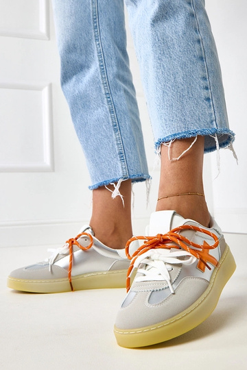 Zapatillas deportivas plateadas con plataforma y plantilla naranja Eriksen 2