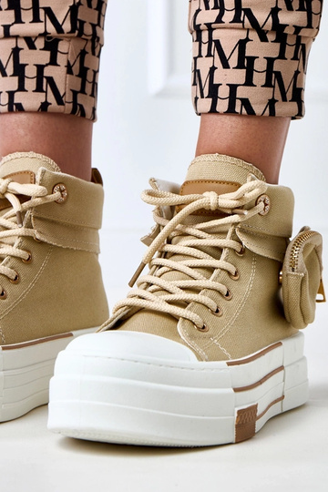 Botines altos marrones con plataforma y bolsillo Yaren