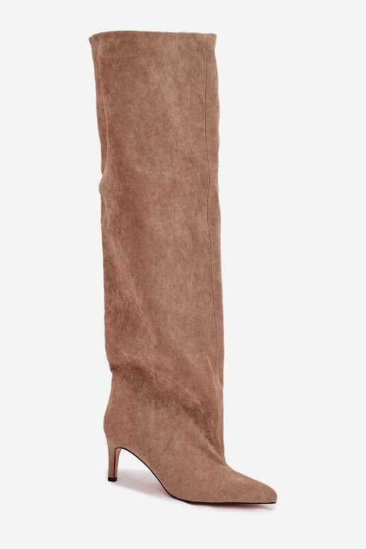 botas de mujer con tacones finos Un modelo convincente beige Tiene quevilla