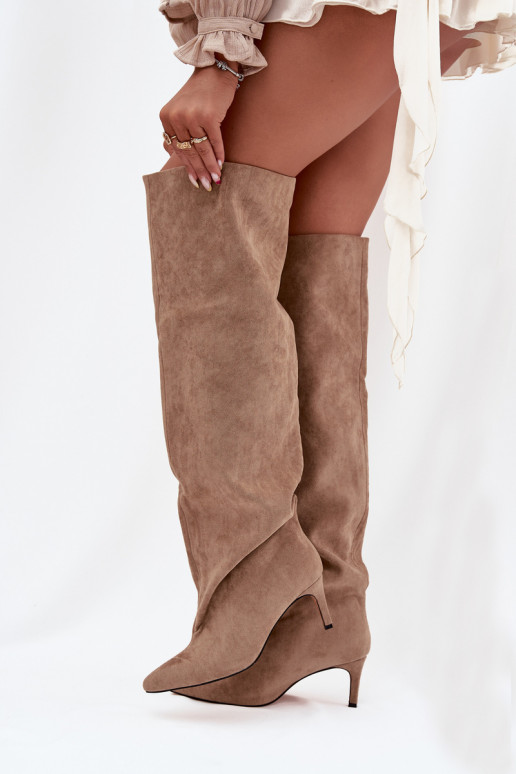 botas de mujer con tacones finos Un modelo convincente beige Tiene quevilla