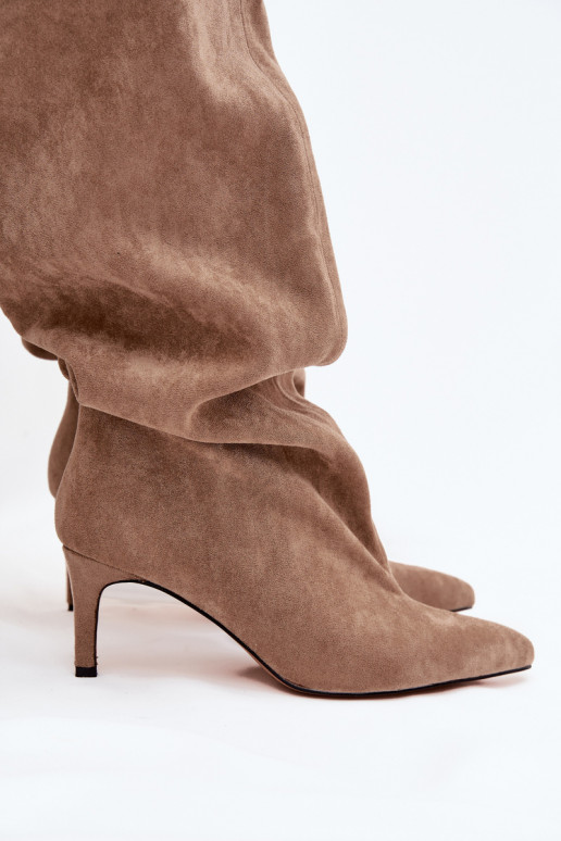 botas de mujer con tacones finos Un modelo convincente beige Tiene quevilla