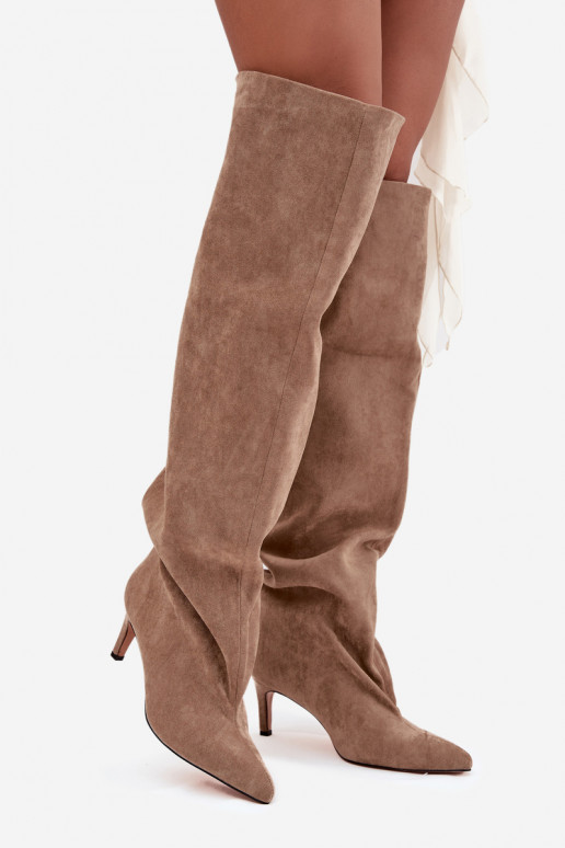 botas de mujer con tacones finos Un modelo convincente beige Tiene quevilla