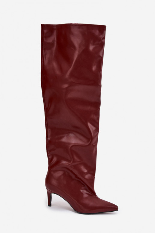 botas de mujer con tacones finos Un modelo convincente borgoña Tiene quevilla