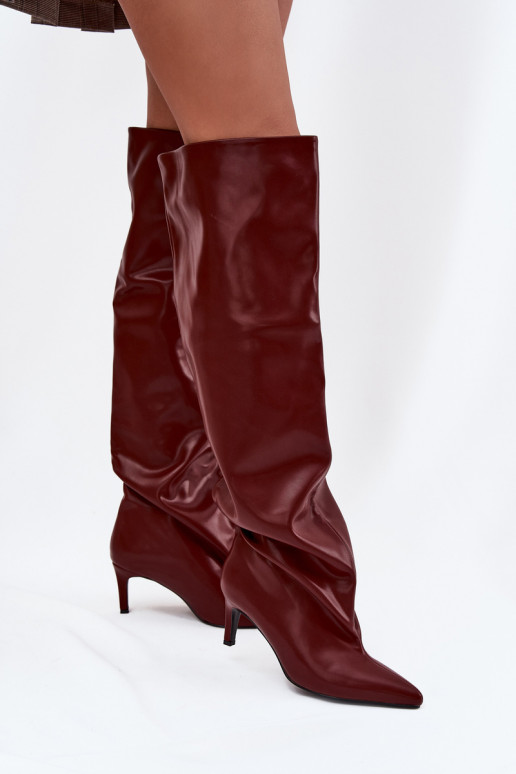 botas de mujer con tacones finos Un modelo convincente borgoña Tiene quevilla