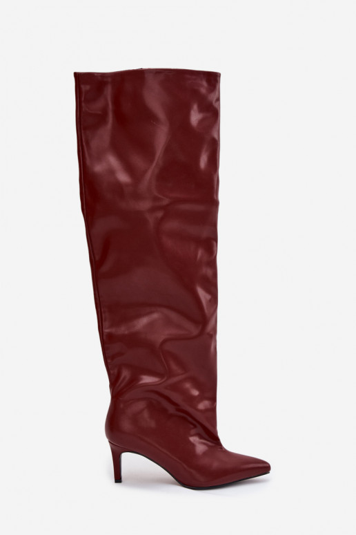 botas de mujer con tacones finos Un modelo convincente borgoña Tiene quevilla