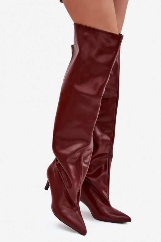 botas de mujer con tacones finos Un modelo convincente borgoña Tiene quevilla