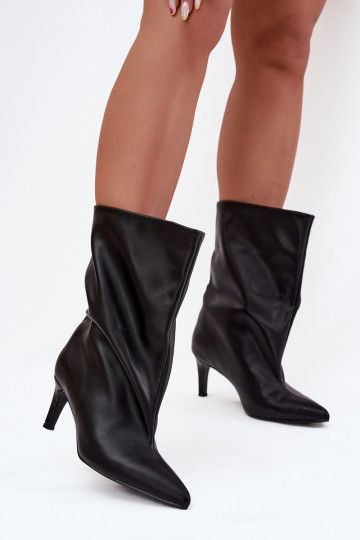 Botines de mujer sin cierres con tacones delgados, color negro Solvienne 2