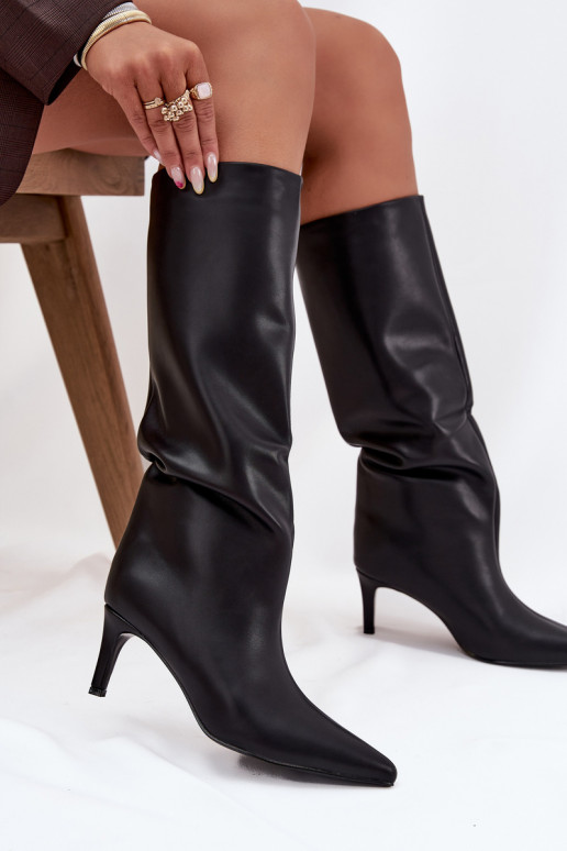 botas de mujer Un modelo convincente calentamiento con tacones finos de color negro Olivienne