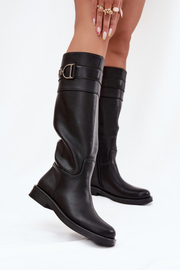 botas de mujer con tacones anchos Con decoraciones Detalem de color negro Arvessa 2