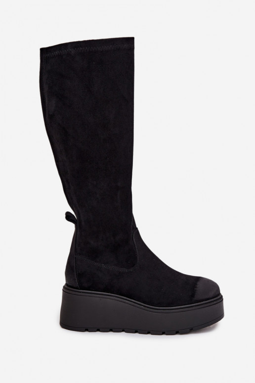 botas de mujer Contra el camino con una plataforma I Koturnie Vinceza 58342 de color negro