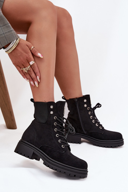 botines de trabajo Femenino calentamiento con hermosos detalles de color negro Olivira