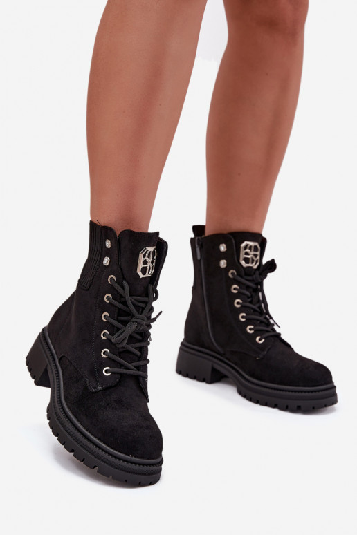 botines de trabajo Femenino calentamiento con hermosos detalles de color negro Olivira