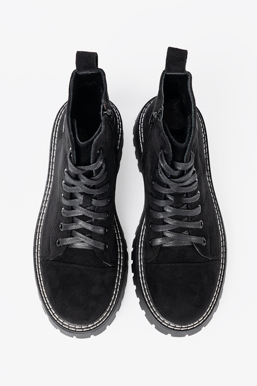 de color negro atado para arriba zapatos z błyszczącym corazónm