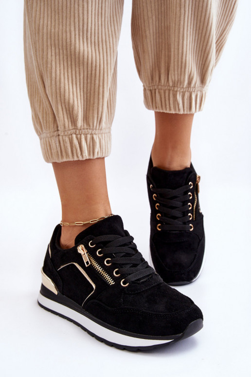 de gamuza zapatillas con una plataforma de color negro Riverside