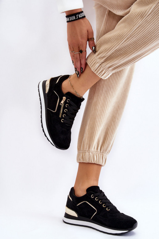 de gamuza zapatillas con una plataforma de color negro Riverside