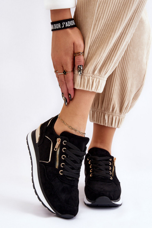 de gamuza zapatillas con una plataforma de color negro Riverside