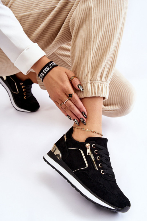 de gamuza zapatillas con una plataforma de color negro Riverside