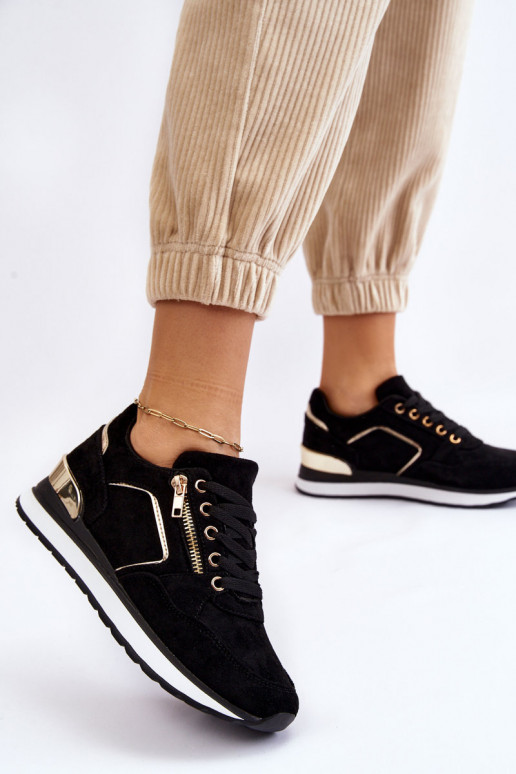 de gamuza zapatillas con una plataforma de color negro Riverside