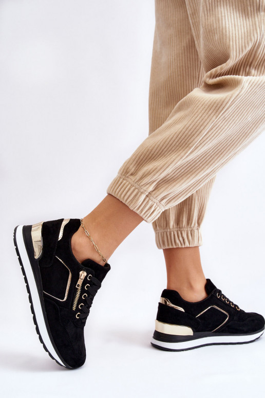 de gamuza zapatillas con una plataforma de color negro Riverside