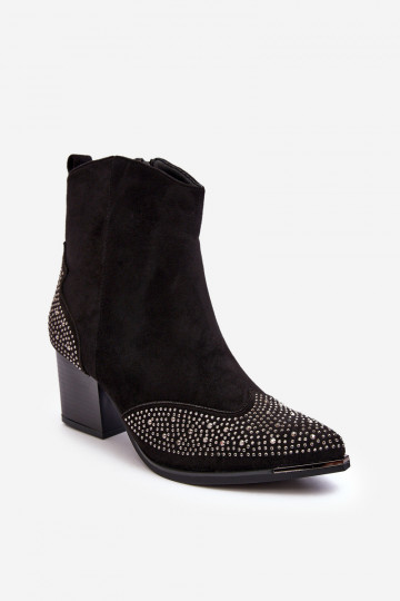 Botines de estilo cowboy decorados para mujer con tacones en color negro Eleduana 2