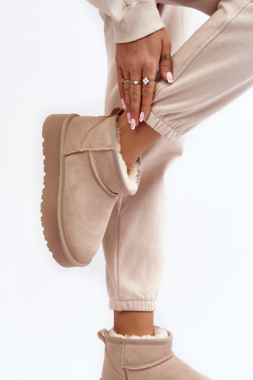 De moda de gamuza Bajo Botas de nieve color marfil Nucca 2