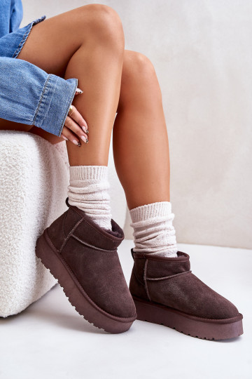 De moda de gamuza Bajo Botas de nieve color marrón Nucca 2