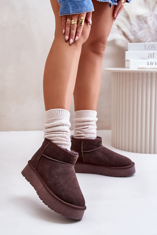 De moda de gamuza Bajo Botas de nieve color marrón Nucca De moda de gamuza Bajo Botas de nieve color marrón Nucca