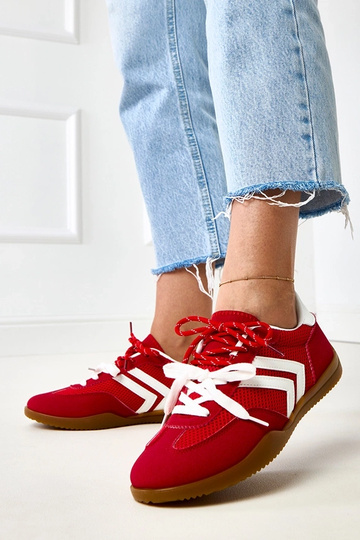 Zapatillas deportivas rojas de tela de malla estilo tenis con inserto blanco Malkan 2