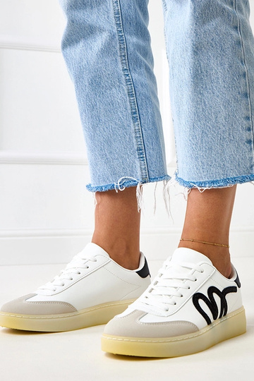 Zapatillas deportivas blancas con plataforma y motivo negro Izabell
